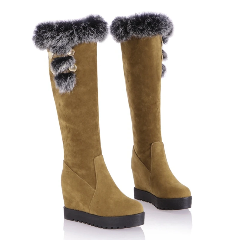 ORCHA LISA/ г. новые модные зимние женские сапоги до колена на высоком каблуке с мехом теплая женская обувь модные зимние сапоги на танкетке CCA058