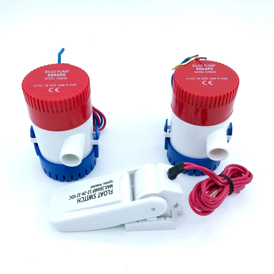 Погружной водяной насос 12V 24V 500GPH набор с переключателем лодочный мотор дома