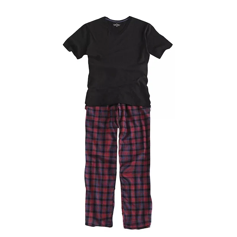 

Plus Size 100% cotton pyjamas men pijama hombre masculino short-sleeve casual mens Sleepwear pijamas pajamas sets for male 100kg