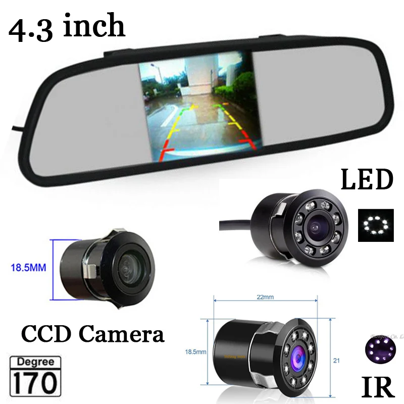 

Car Rearview Mirror Monitor for Rear-view Camera with Display,Univeral Auto hd 4.3 inch Backup Reverse System Parking Assist