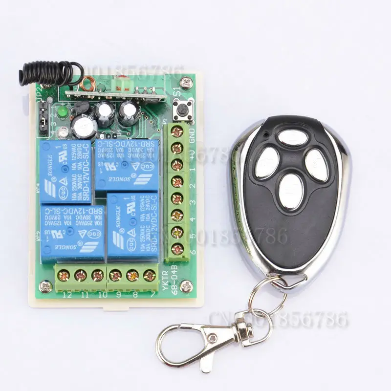 

Digital Radio Remote Control Switches DC12V 4CH Receiver +Metal Transmitter Learning Code M4/T4/L4/2M4+2T4 adjusted