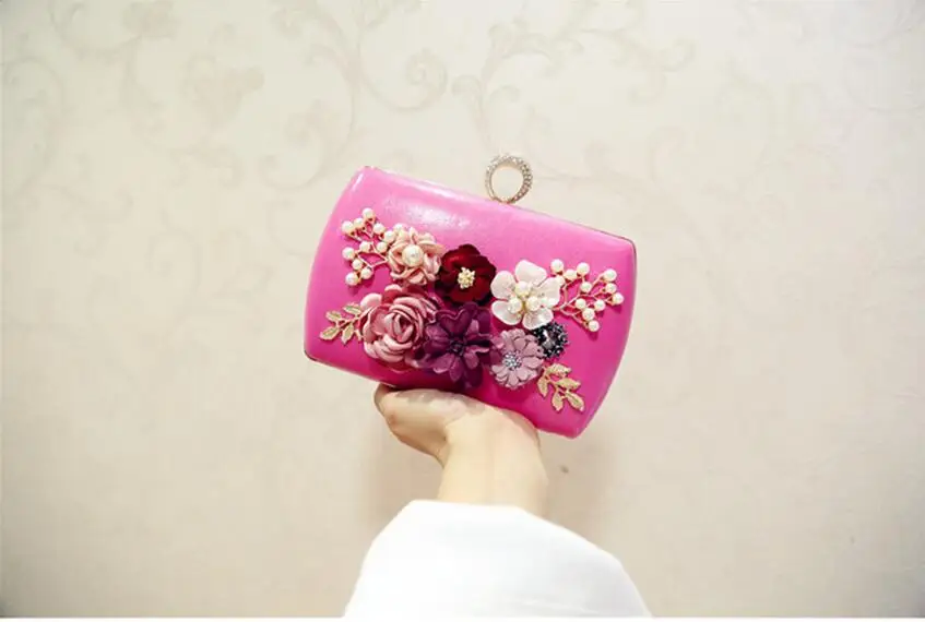 2022 High Quality Luxury Handmade Flowers Evening Bags Brand Dinner Clutch Purse With Chain Flower Banquet Bags MN258