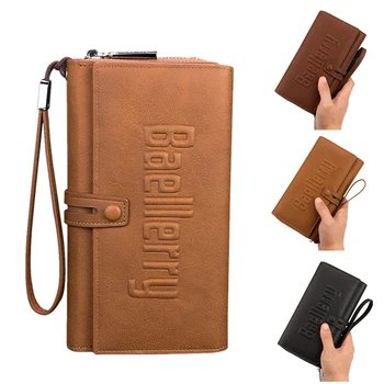 

2019 New Luxury Fashion Men Wallets Long Purse Wallet Male Clutch Leather Zipper Wallet Men Business Male Wallet Coin Pouch