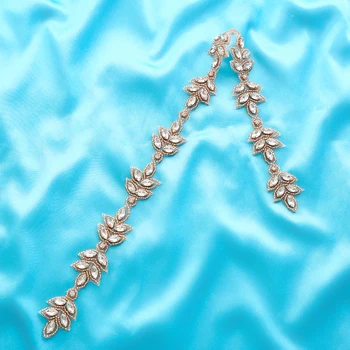 

Pearl Wide Gold Handmade Applique Wedding Dresses Bridal Silver Beaded Rhinestone Accessories Wholesale Crystal DIY Garment S180