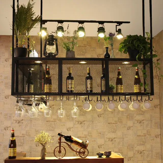 Online Shop Bar Wrought Iron Decorative Hanger Home Solid Wood