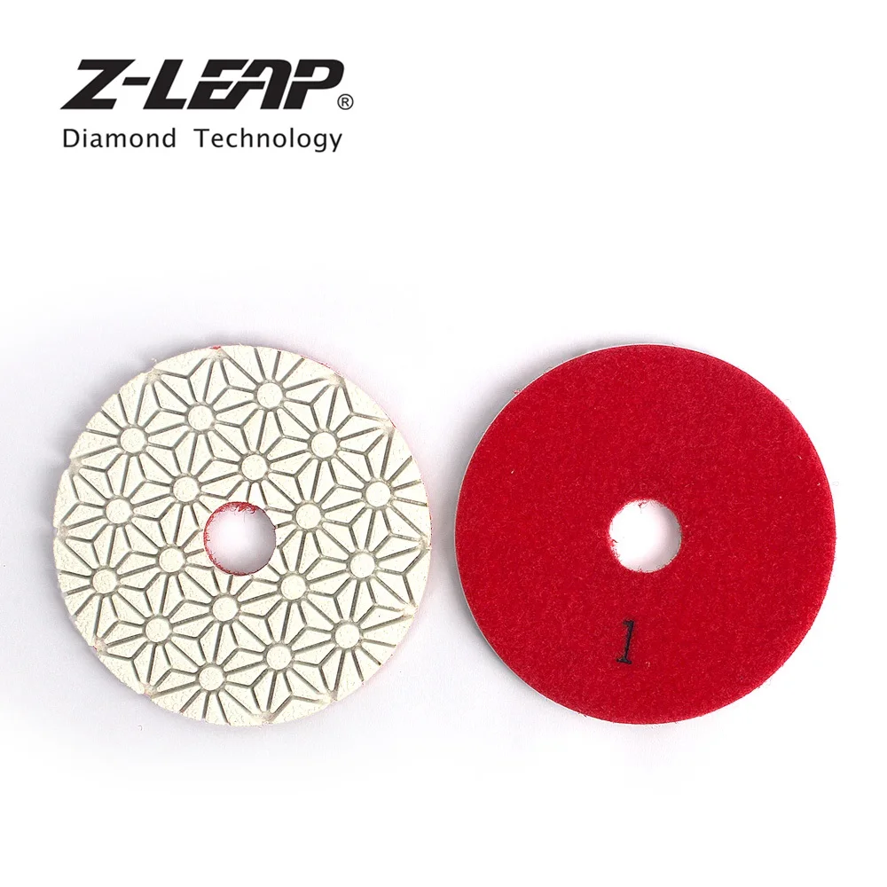 

Z-LEAP 4" 3 Steps Diamond Polishing Pads White Flexible Polishing Wheels For Stone Granite Marble Wet Use Grinding Tool