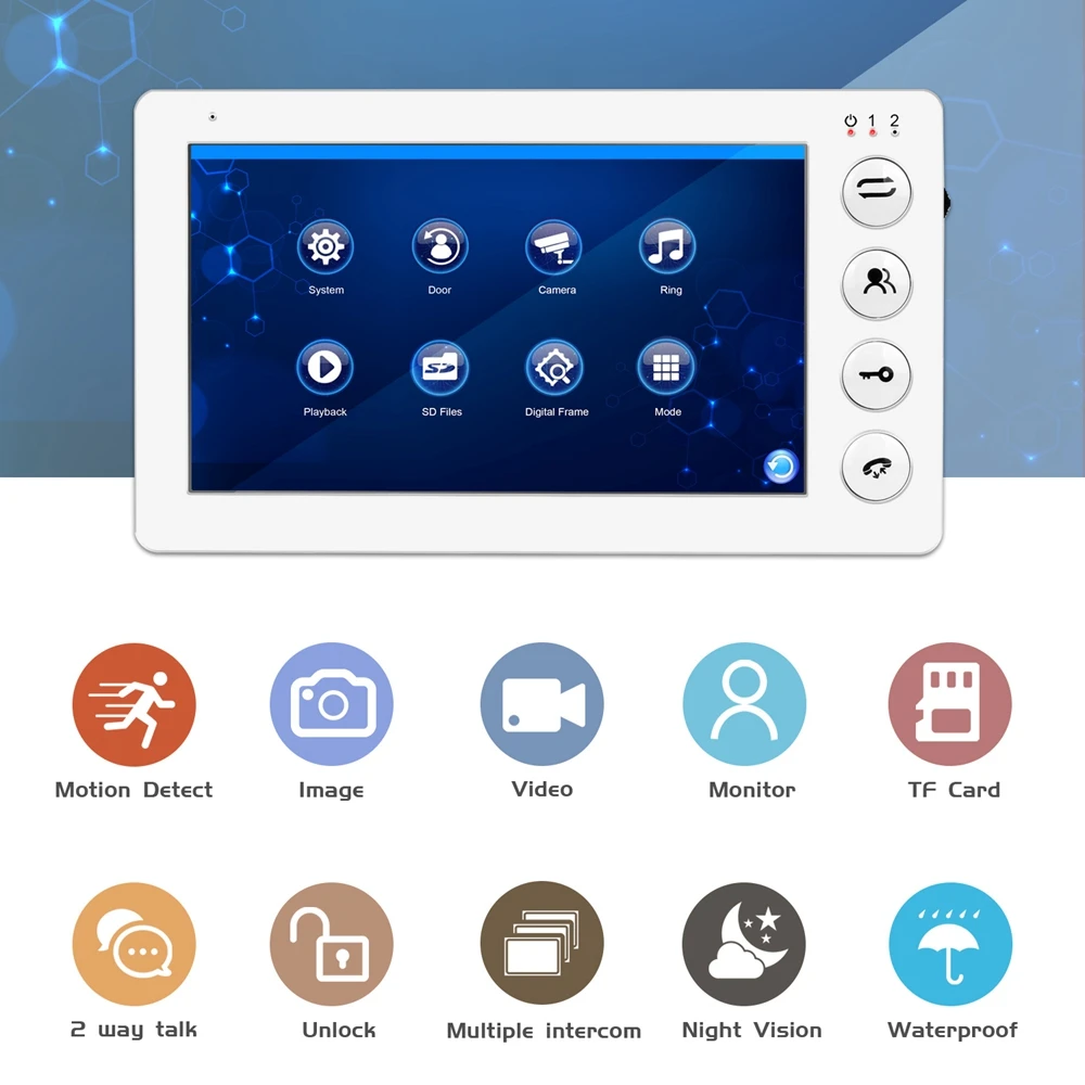 Видеодомофон 7 дюймов проводной видеодомофон дисплей с детектором движения видео запись и разблокировка для домашней двери домофон система