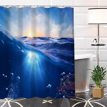 

Best Nice Custom Water And Ocean Shower Curtain Bath Curtain Waterproof Fabric For Bathroom MORE SIZE WJY#77