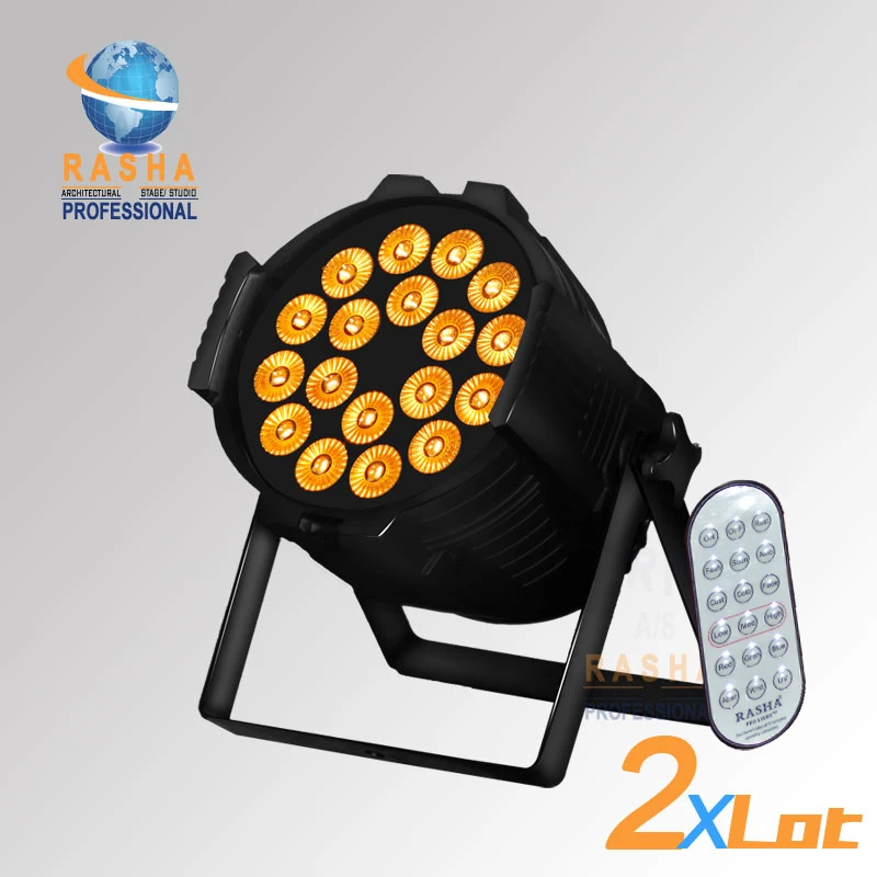 

2X LOT Rasha Hex High Quality 18pcs*18W 6IN1 RGBAW+UV LED Par Light With IRC Remote Control UV LED Projector Stage Disco Light