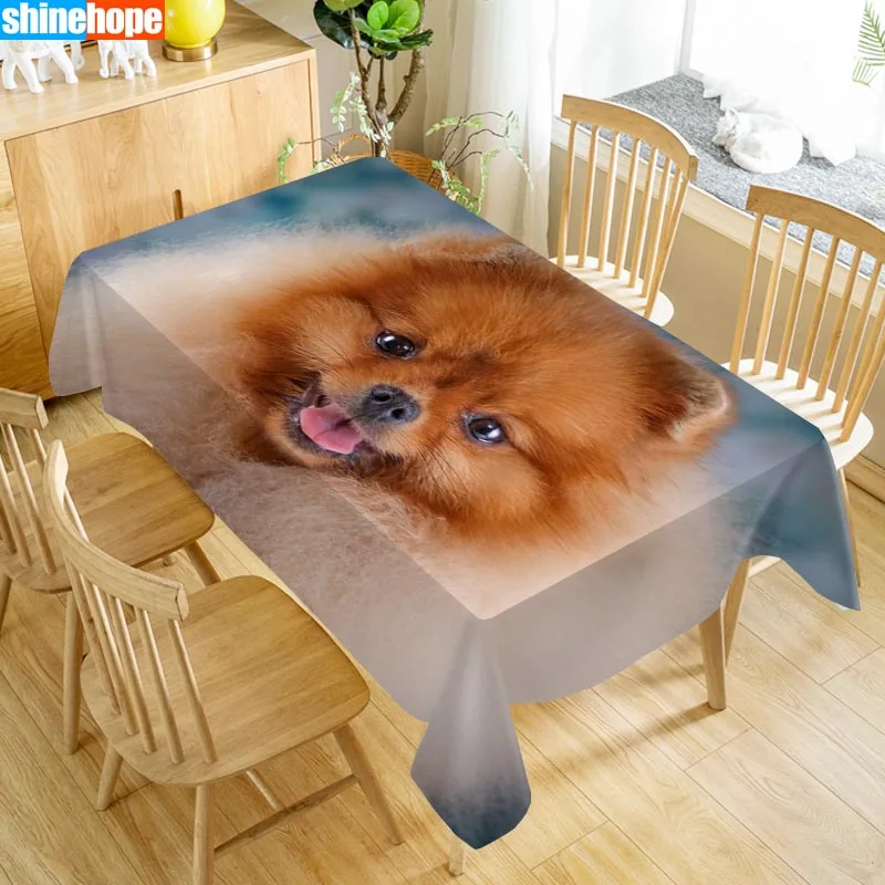  Custom Japanese Spitz Table Cloth Oxford Print Rectangular Waterproof Oilproof Animals Table Cover 