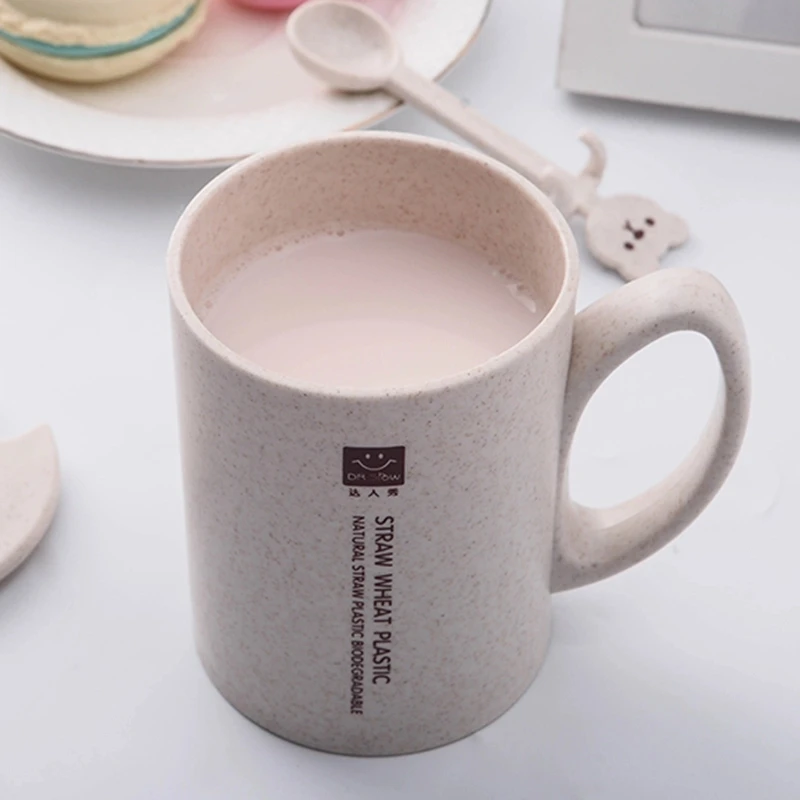 

450ML Wheat Straw Fiber Plastic Coffee Cup Tea Mug Eco-Friendly Water Drinking Cup Gargle Mug Home Office Drinkware Supplies