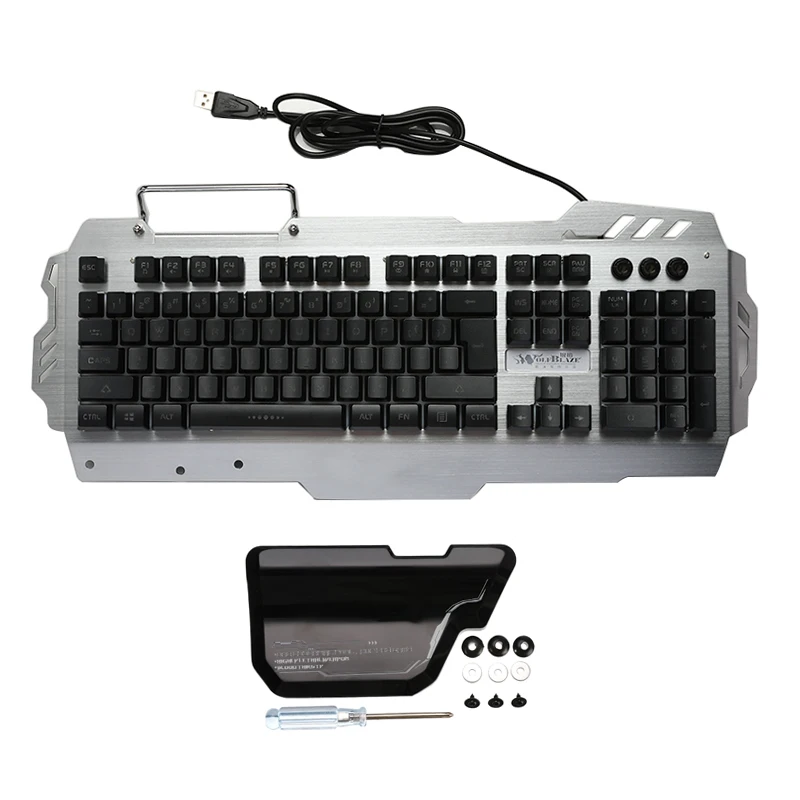 

7pin PK-900 Gaming Keyboard RGB Backlight Computer Keyboards with Mobile Phone Holder Wrist Rest for LOL Gamer DOTA 2 Computer