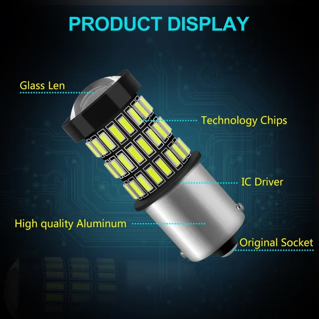 S&D 2pcs 1156 BA15S P21W LED BAU15S PY21W LED Bulb R5W R10W 12V White Red Amber Car Light Turn Signal Brake Tail Stop Lamp Auto
