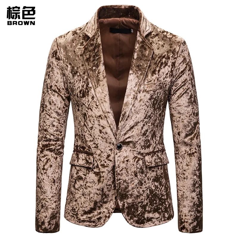 Mens Blazer Jacket New Business Casual Loose Single-breasted Mens Suits Blazers Camouflage Man Formal Blazer Masculino - Цвет: brown