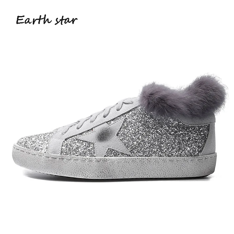 

Casual Retro Dirty Shoes Women Sneakers Platform Lady chaussure Winter Female footwear Warm zapatillas mujer Glitter Shoes Star