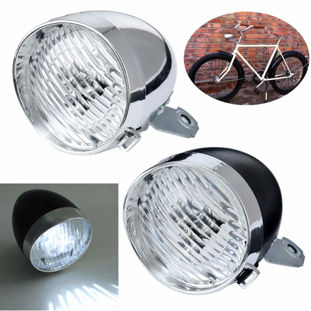 Vintage 3LED Bicycle Bike Headlight Retro Front Fog Light Head Lamp +Bracket For Bicycle Accessories