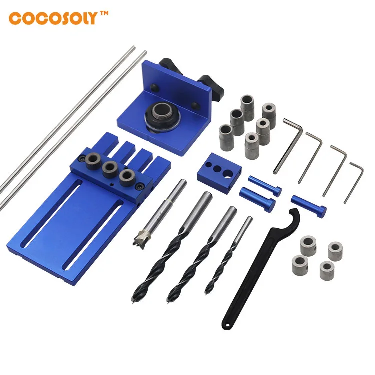 

Cocosoly Woodworking tool DIY Woodworking Joinery High Precision Dowel Jigs Kit 3 in 1 Drilling locator drilling guide kit