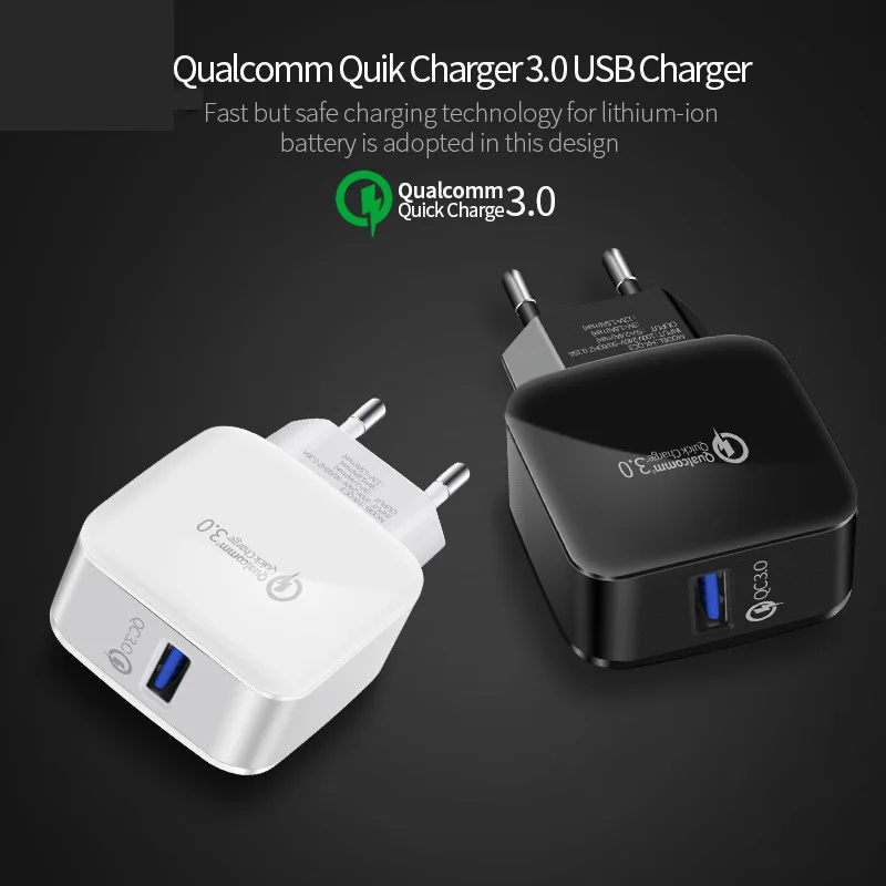 

18W USB Phone Charger Quick Charge 3.0 Fast Mobile Phone Charger 5V 3A 9V 2A Travel Wall Adapter for iphone Samsung Galaxy S8 S9