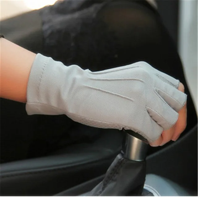 Новые полупальчиковые перчатки мужские впитывающие пот дышащие Нескользящие летние перчатки для вождения мужские варежки SZ104W-9 - Цвет: Серый