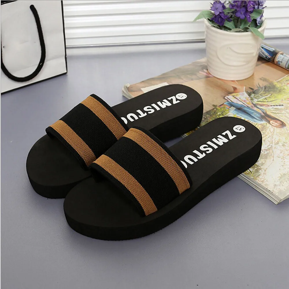 

2019 Summer Women Shoes Platform Bath Slippers Wedge Beach Flip Flops Slippers Shoes Comfortable Non-Slip Platfor Plus Size 40