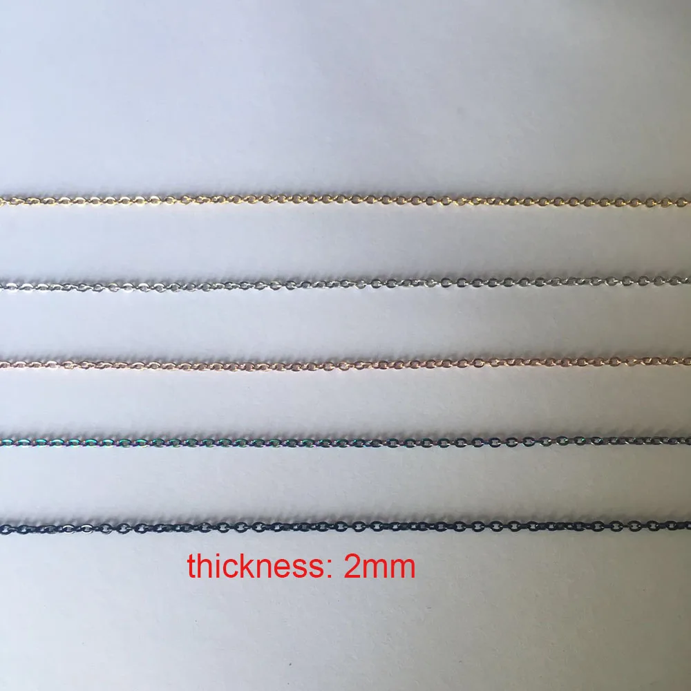 

10pcs/lot Stainless Steel 5 Colors 2mm Thickness Cable Chain Necklace Lobster Clasp DIY Chain Neckalces Accessories 45cm