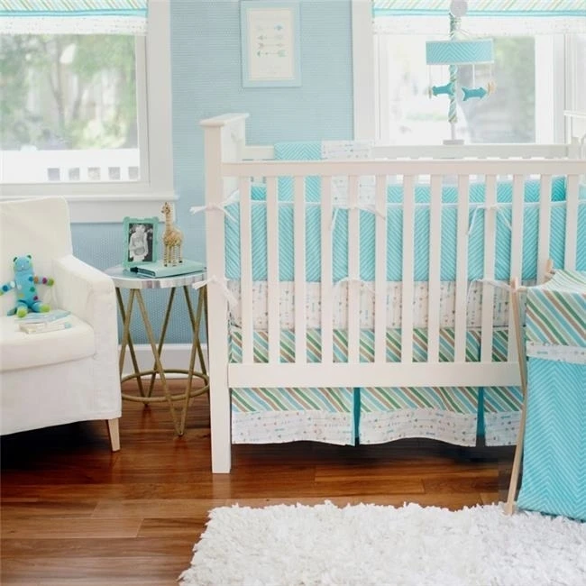 My Baby Sam CRIB3175 3 Piece Follow Your Arrow Crib Bedding Set Aqua