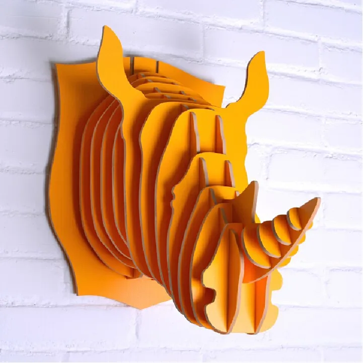 Decorazione Parete Testa di Animale Grande Rinoceronte Capo della Decorazione di Arte Resina Rhinoceros Artificiale della Testa Mezza Testa Corpo Rinoceronte Testa Bassa Muro Color : Gold 