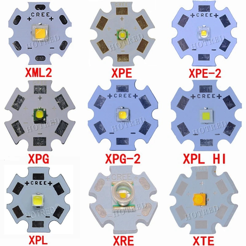 1 шт CREE XPG2 XML2 XM-L T6 XBD XM-L2/XP-E R3/XR-E Q5/XP-G2 R5/XT-E R5 светодиодный вспышка светильник лампа LED чип с 20 мм база