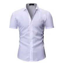 Летняя уличная Мужская рубашка, белая мужская рубашка, повседневная приталенная гавайская рубашка с коротким рукавом, Мужская одежда, Camisa Masculina