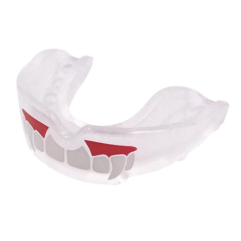 Каппа для бокса Bucktooth с узорами, для хранения пищевых продуктов EVA оральные зубы защитные боксерские футбольные тренировочные аксессуары - Цвет: Белый