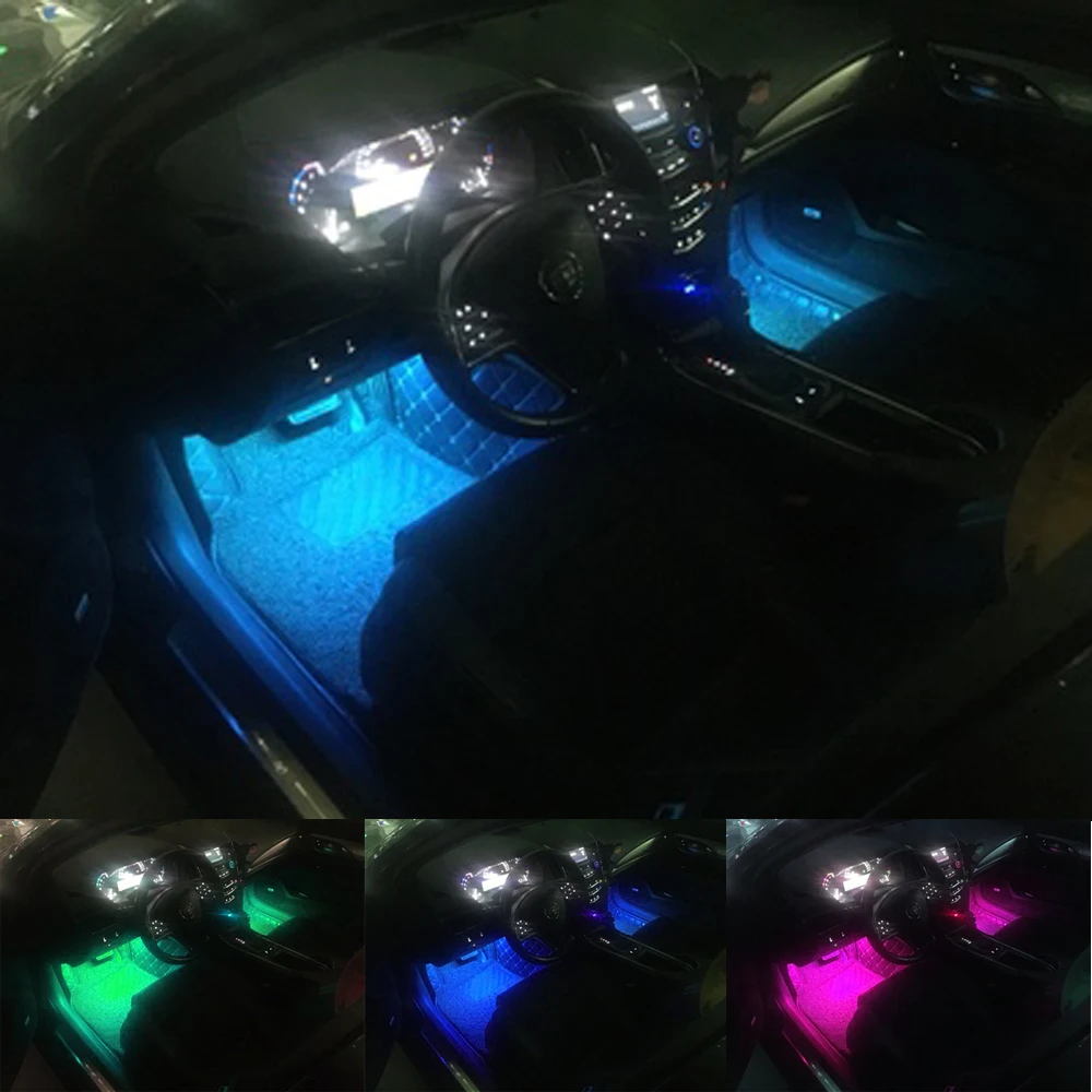 4 шт. SMD5050 автомобильный GRB светодиодный свет интерьер автомобиля декоративный свет 12 В автомобиль Стайлинг декоративная лампа авто полосы света цвета