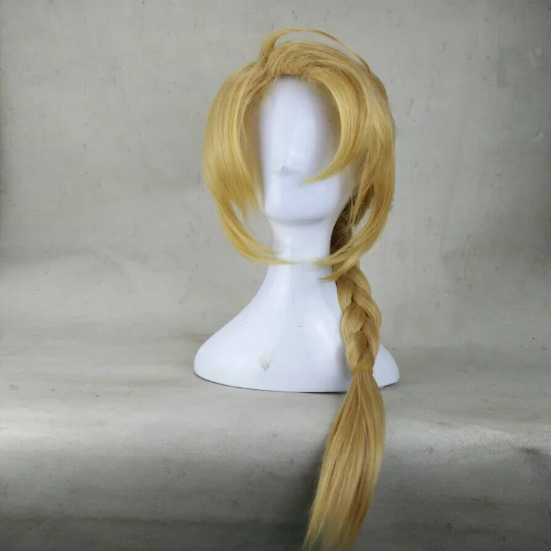 HAIRJOY 80cm Anime Fullmetal Alchemist Edward Elric  Braided Long Blonde Cosplay Wigs Synthetic Hair  Harajuku Costume Wig
