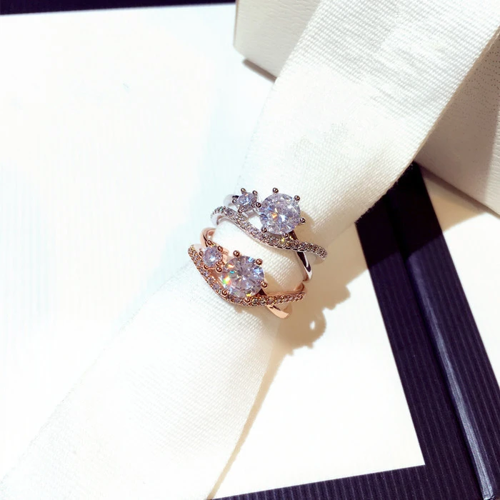 

TYME 2019 Gorgeous big zircon rings for women fashion rose gold cubic zirconia party wedding rings bague femme anillos anel