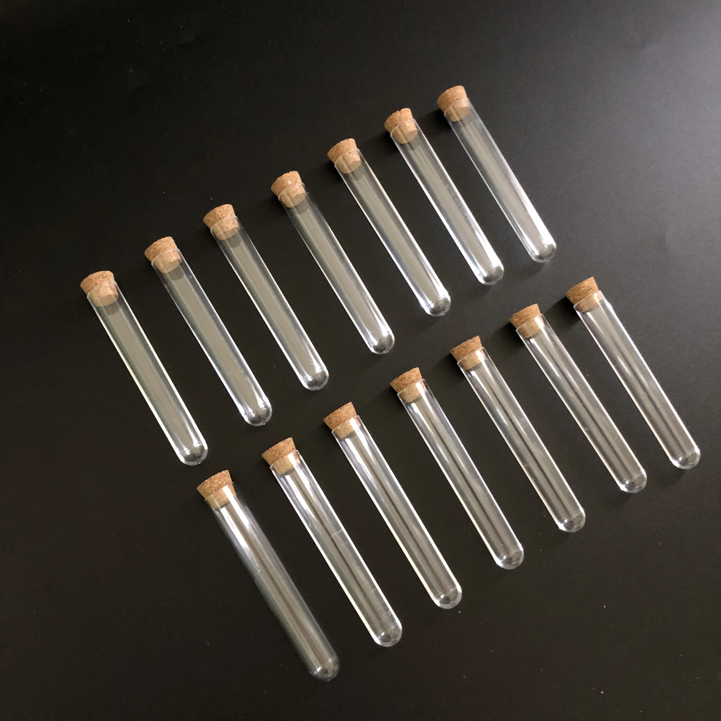 

(10 pieces/pack) 12*75mm Clear Plastic test tubes with Cork cap Use for Laboratory or Stoppers Empty Scented tea Tubes