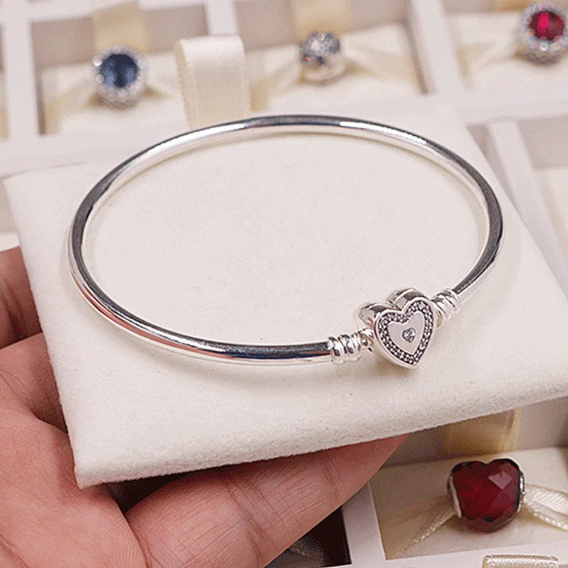 

2019 High quality Charm logo Engraved 100% silver S925 bracelet rose beauty bangle for women jewelry gifts,1pz