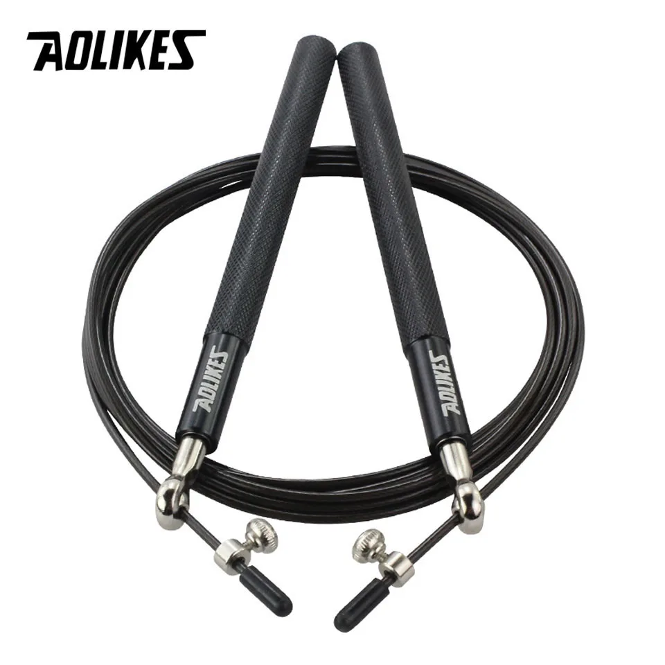 AOLIKES Скакалка для фитнеса Премиум качество регулируемый Best скорость веревка для двойной ундерс ММА Бокс скакание упражнения Training - Цвет: Black