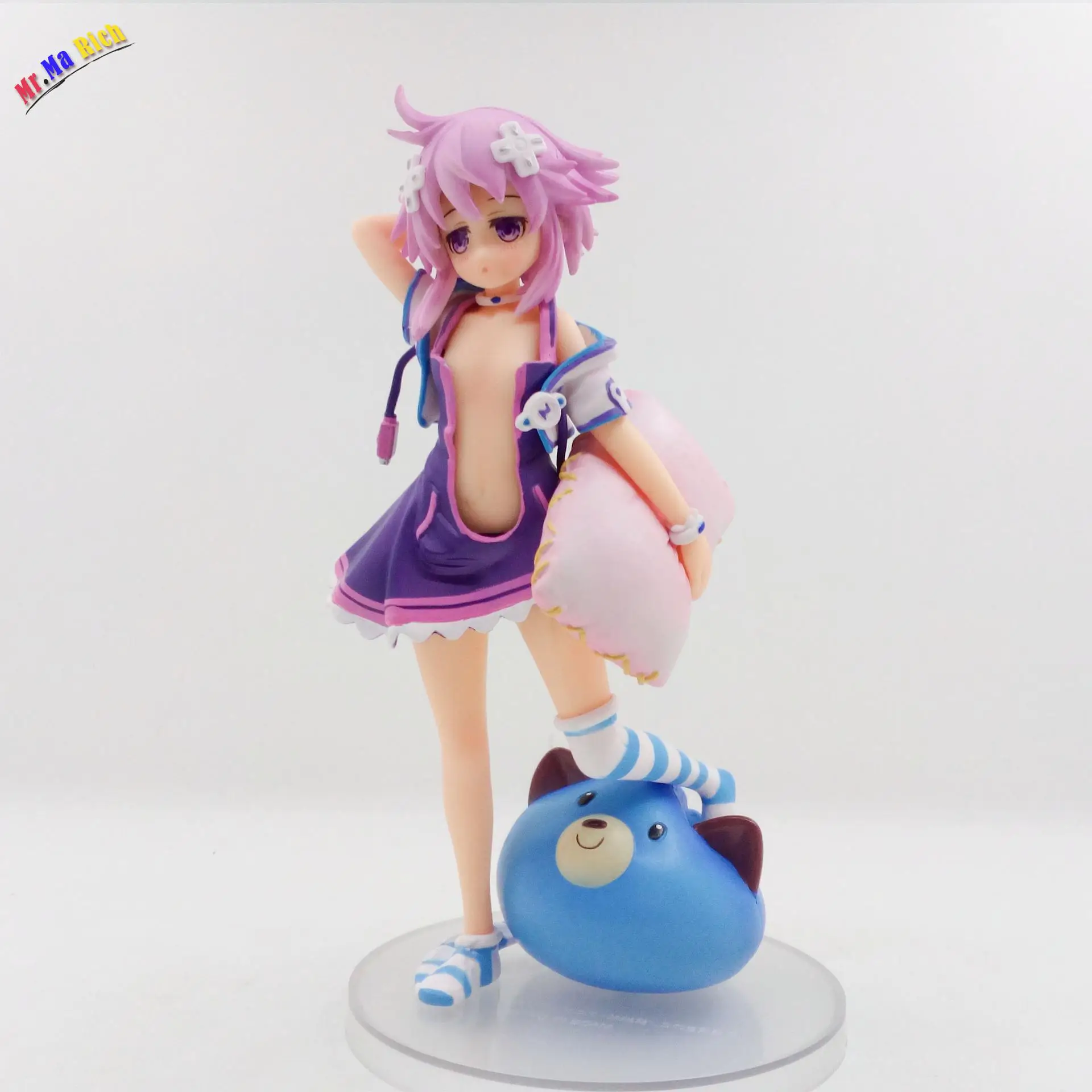 

Japan Anime Action Figure Broccoli Choujigen Game Neptunia Lazy Girl Neptune With Pillow 1/8 Scale Pvc 20cm Model Collection Toy