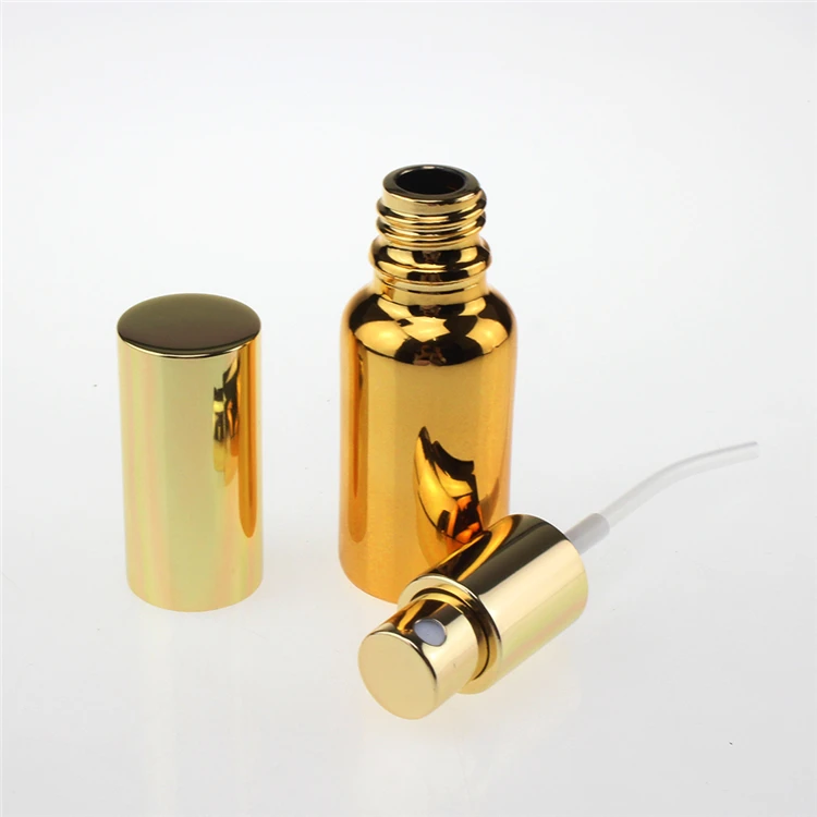 wholesale 100PCS gold 20ml spray mist perfumer botte , 20 ml golden glass spray bottles with mist pump,mini glass spray bottles