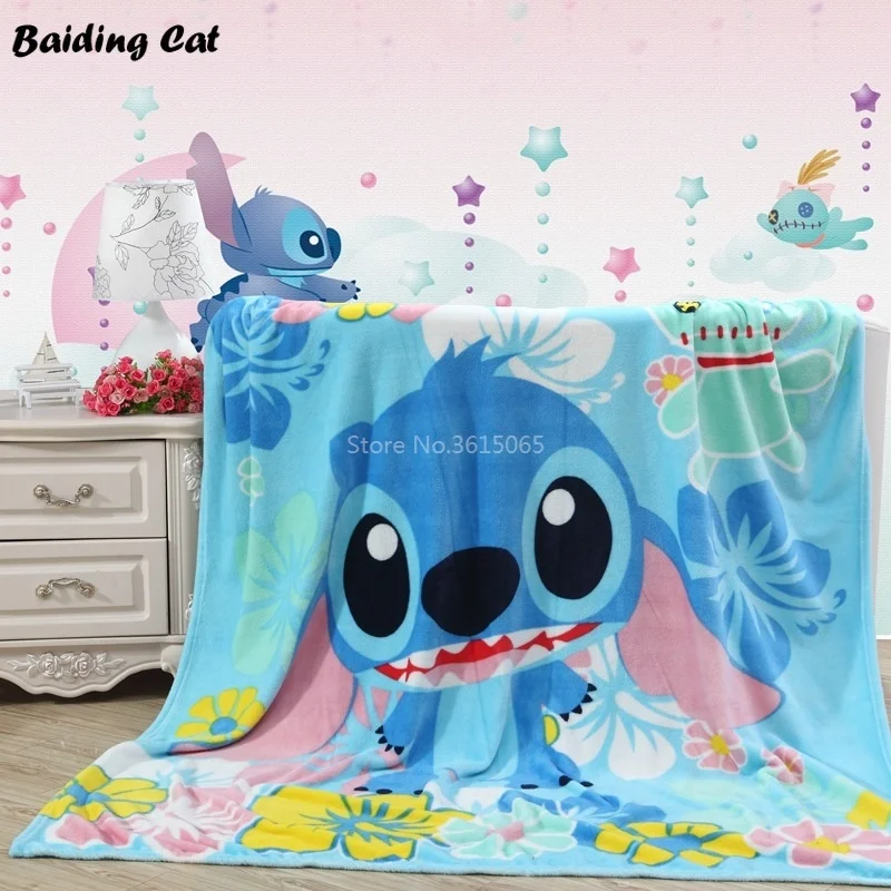 

Cartoon Character Stitch Blanket Warm Soft Marie Cat Spiderman Doraemon Pattern Blanket for Children Portable Throw Blankets