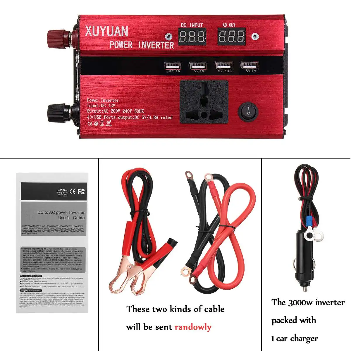 Солнечный Мощность инвертор 3000 W/4000 W/5000 W/8000 W/10000 W DC 12 V/24 V к переменному току 110 V/220 V синусоида преобразователь Напряжение трансформатор Зарядное устройство