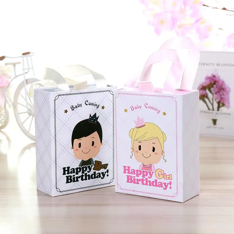 

4pcs/lot Drawer Style Paper Hangbag Girls and Boys Gift Candy Box Kids Happy Birthday Cartoon Gift Box Party Supplies