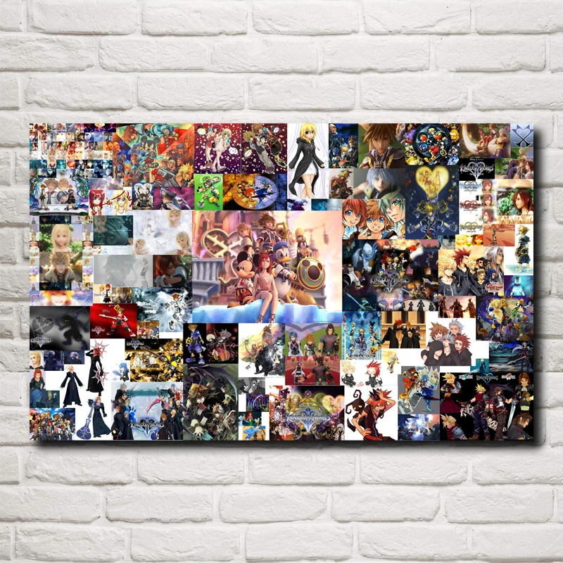 

FOOCAME Kingdom Hearts Video Games Art Silk Fabric Poster Prints Home Wall Decor Painting 12x19 15x24 19x30 22x35 Inches