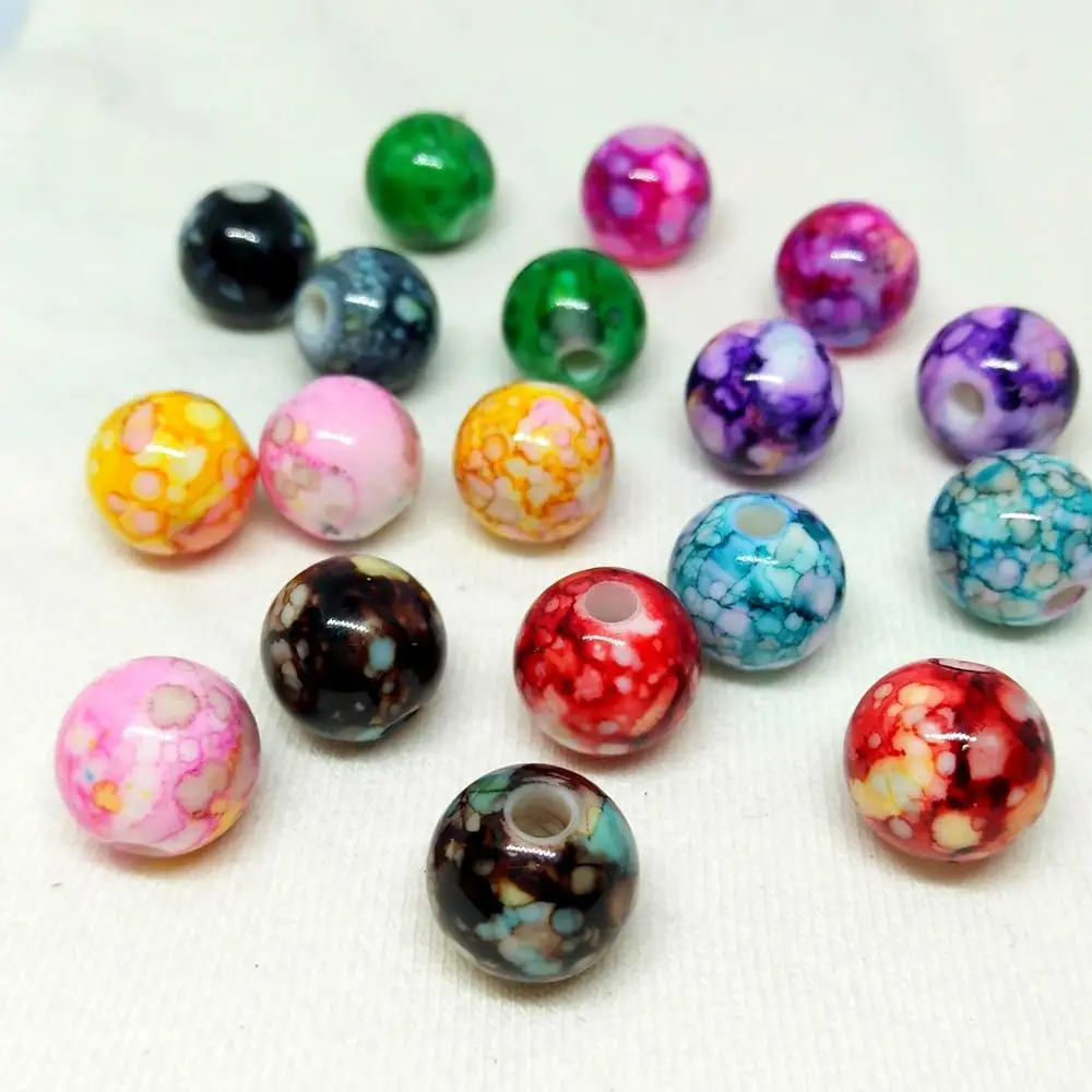 

10pcs 14mm color spots effect round resin beads, bracelet necklaces, jewelry beads free accessories, latest fashion
