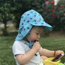 Летние детские шляпа Солнца Открытый шеи Ухо Обложка 50+ УФ-защита пляжная Кепки s дети мальчик девочка клапаном регулируемый капюшон с завязкой