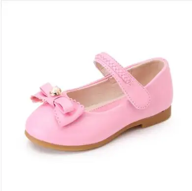 

New Children Princess Shoes Pink /red/white Band Soft Sole PU Leather Fashion Bowknot Rhinestone Flower Girls Dress Shoes