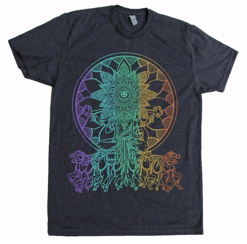 

Mens Psychedelic SEER Mandala Eye Tee Sacred Geometry Hand Screen Printed T-Shirt men t shirt