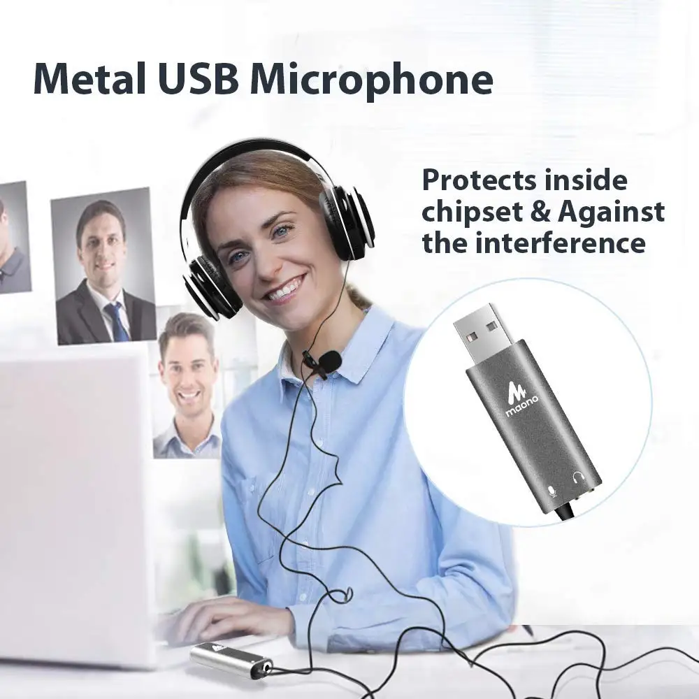 MAONO USB петличный микрофон клип на конденсаторный микрофон нагрудный микрофон Громкая связь рубашка воротник микрофон для Youtub прямая трансляция