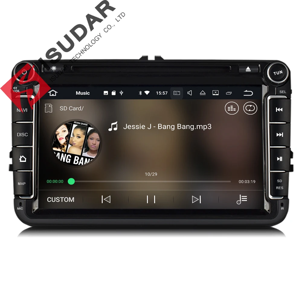 Isudar coche reproductor Multimedia GPS Android 8,0 2 Din para VW/Volkswagen/POLO/PASSAT Golf/trasera cámara de pantalla táctil capacitiva