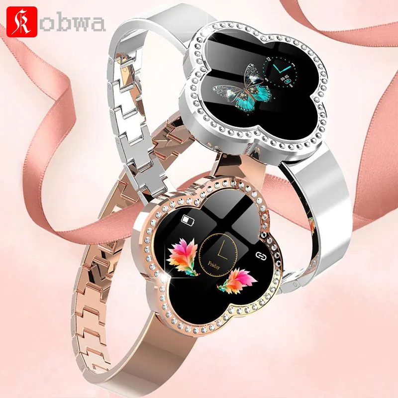 

S6 Color Screen Smart Band Heart Rate Monitor Four-leaf Clover Dial 0.96 Inch Display Durable Smart Female Bracelet