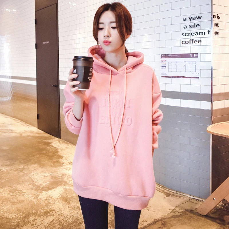 Buy Pink Women Fashion Pullovers Hoodie Casual Korean